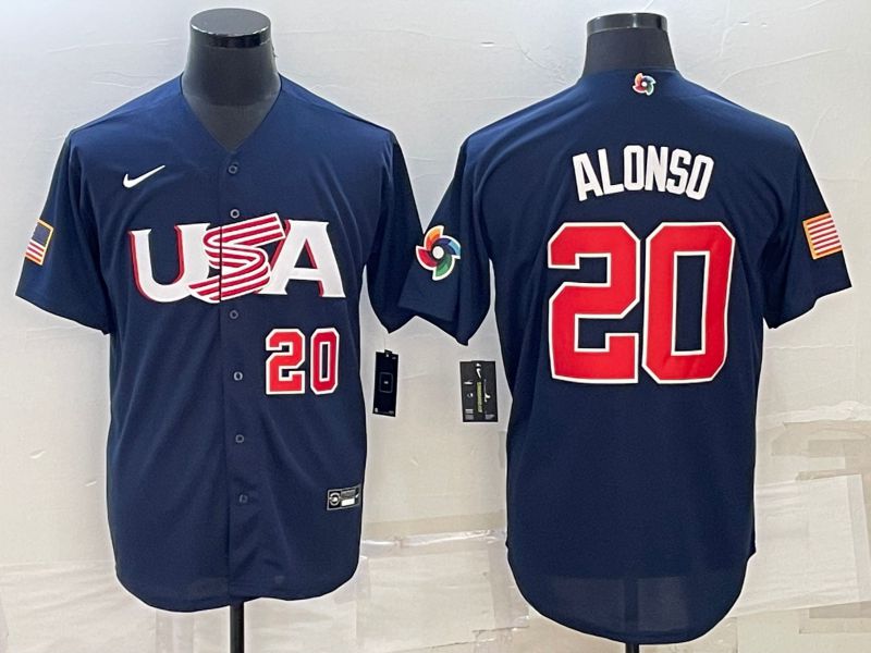 Men 2023 World Cub USA #20 Alonso Blue Nike MLB Jersey1->more jerseys->MLB Jersey